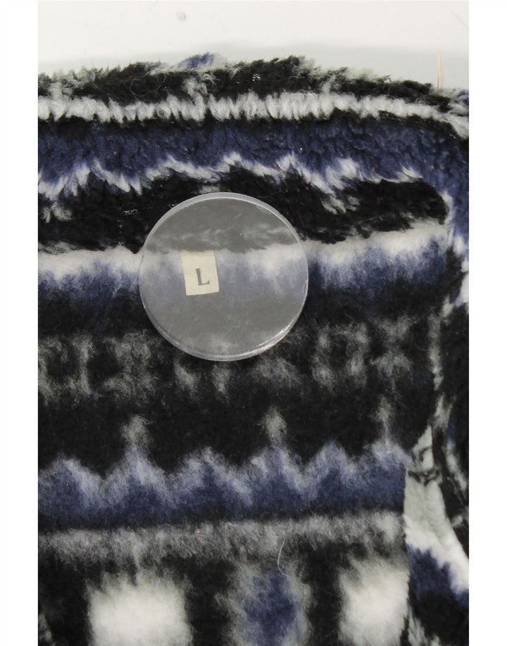 VINTAGE Veste polaire homme UK 40 Grand Bleu Marine Fair Isle