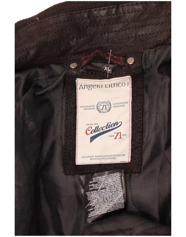 Angelo Litrico Veste en cuir pour homme UK 42 XL Cuir marron