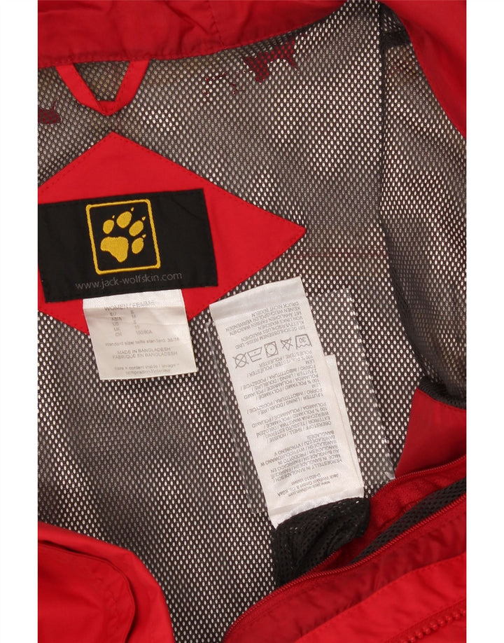 JACK WOLFSKIN Womens Hooded Rain Jacket UK 10 Small Red Polyamide Vintage Jack Wolfskin and Second-Hand Jack Wolfskin from Messina Hembry 