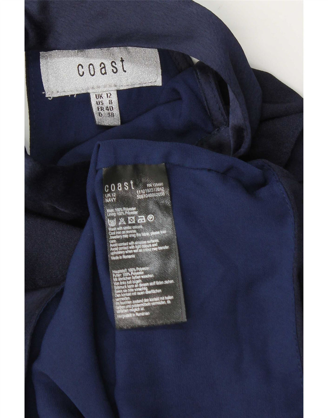 Coast Haut court à épaules dénudées pour femme UK 12 Bleu marine moyen Polyester