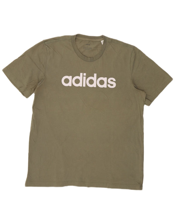 Adidas Mens Graphic T-Shirt Top Large Kaki Coton