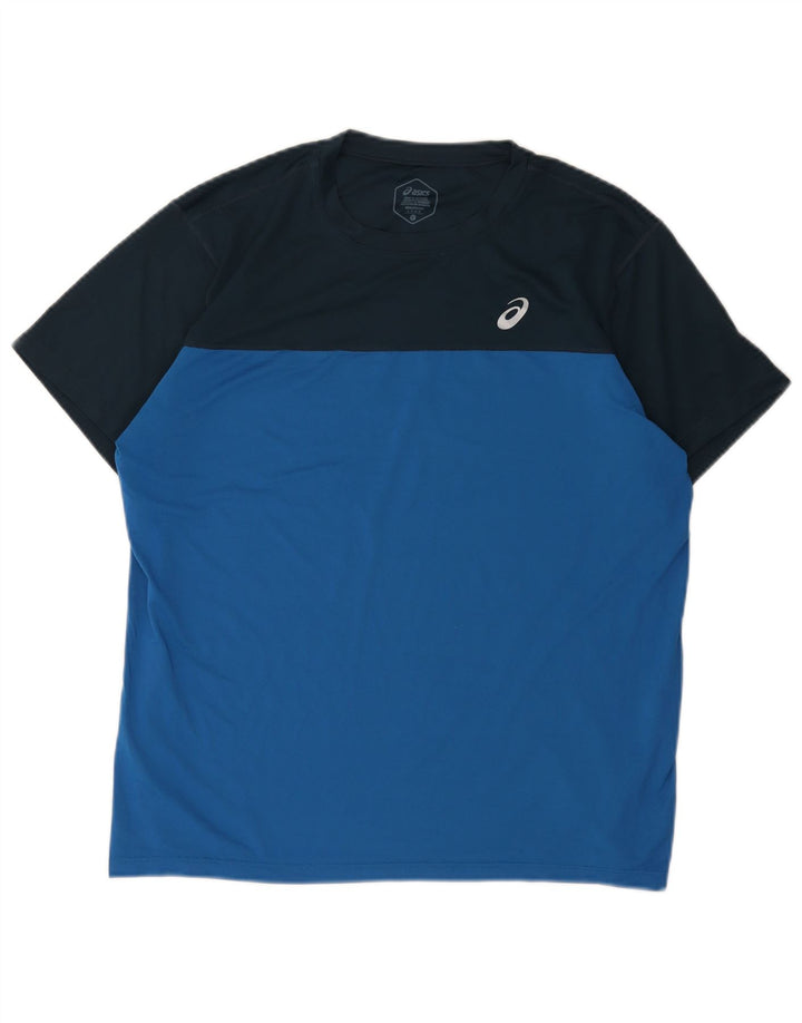 Asics T-Shirt Homme Haut Large Bleu Colorblock Polyester