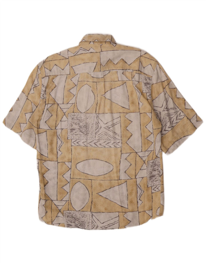 E.B. Company Chemise à manches courtes pour homme Taille 37/38 Petit Beige Géométrique