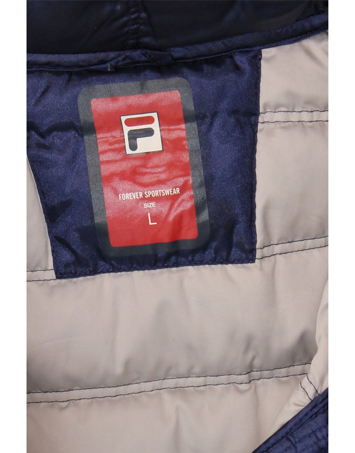 Fila Manteau matelassé à capuche pour femme UK 14 Large Bleu marine