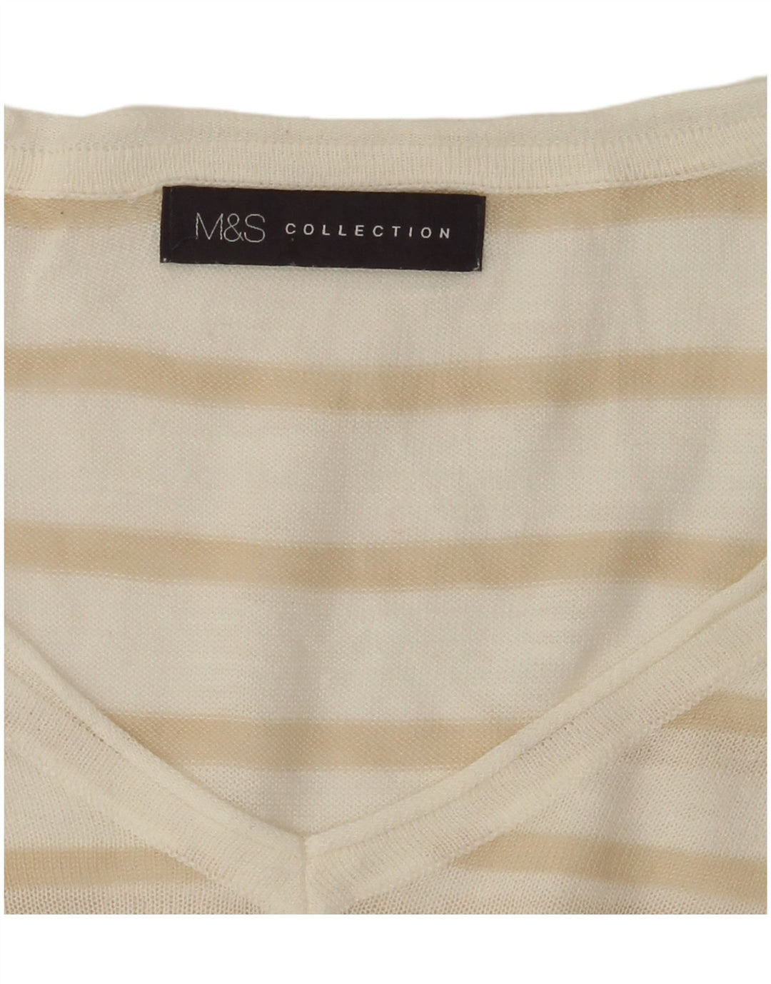 MARKS & SPENCER Pull col en V pour femme UK 16 Grand Blanc Rayé