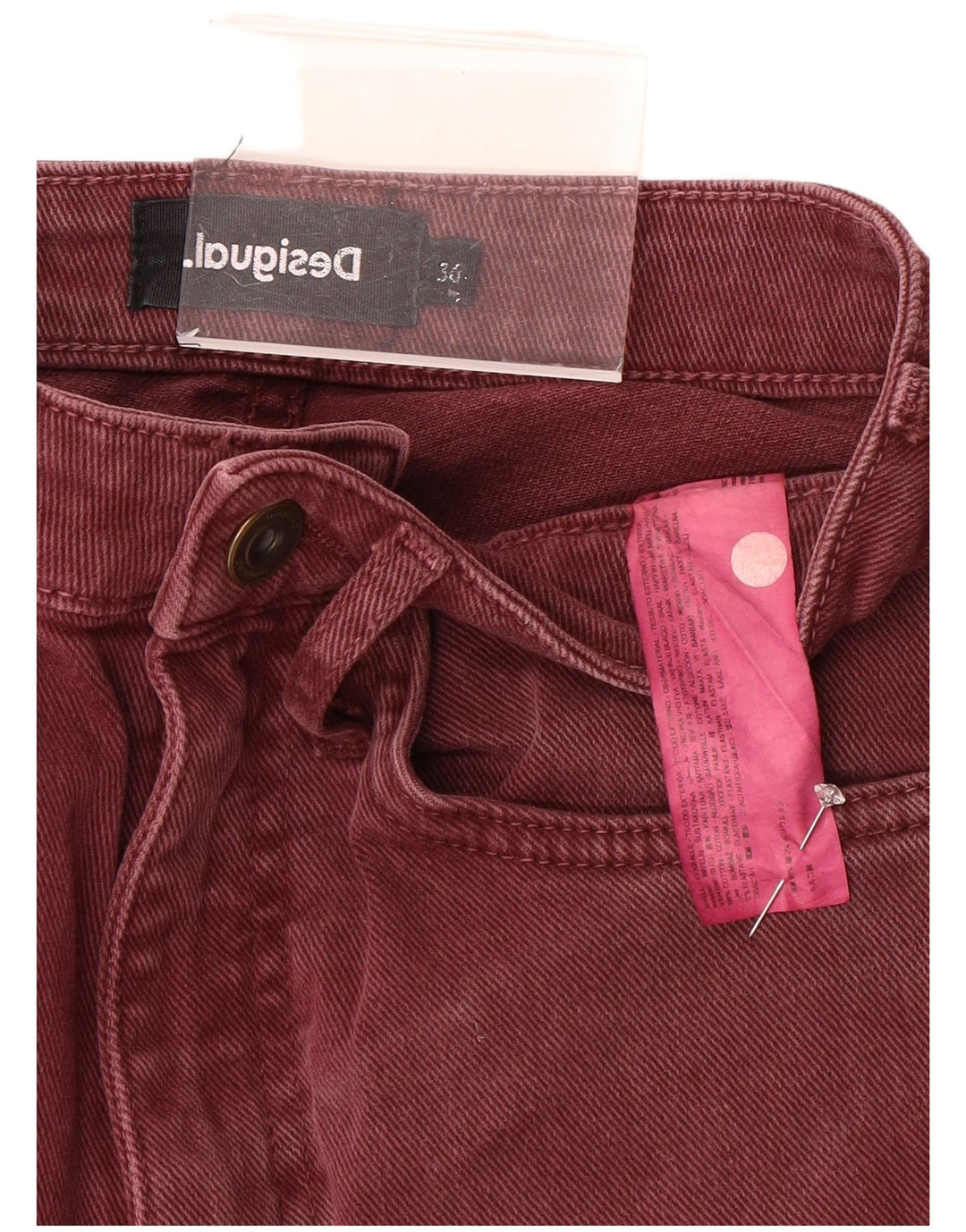 DESIGUAL Jean droit taille haute pour femme EU 36 Small W26 L27 Coton marron