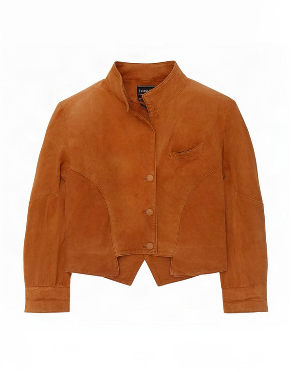 veste en daim coupe ample femme vintage UK 14 cuir beige moyen