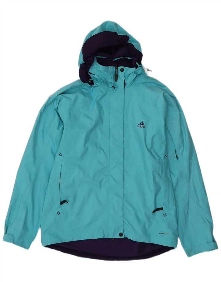 Adidas Clima Proof imperméable à capuche pour femme UK 16 Large Bleu Polyester
