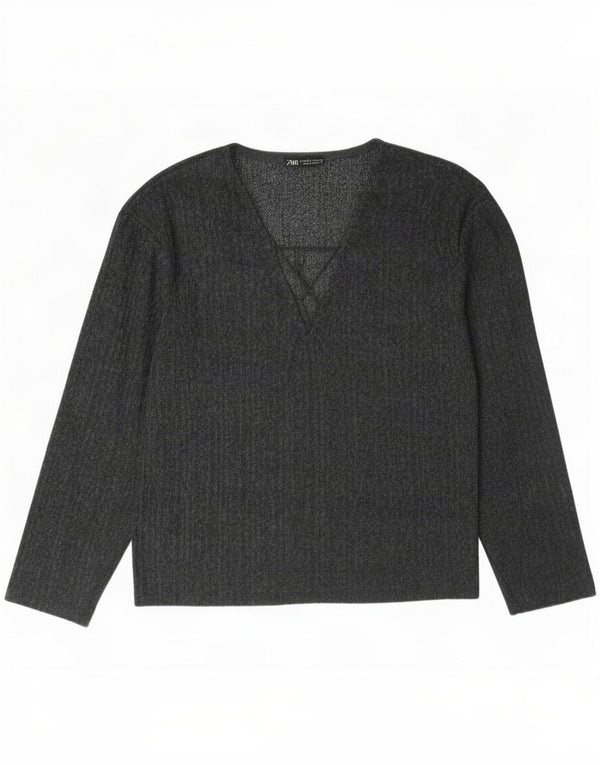 Zara Haut surdimensionné à manches longues pour femme UK 10 Petit Gris