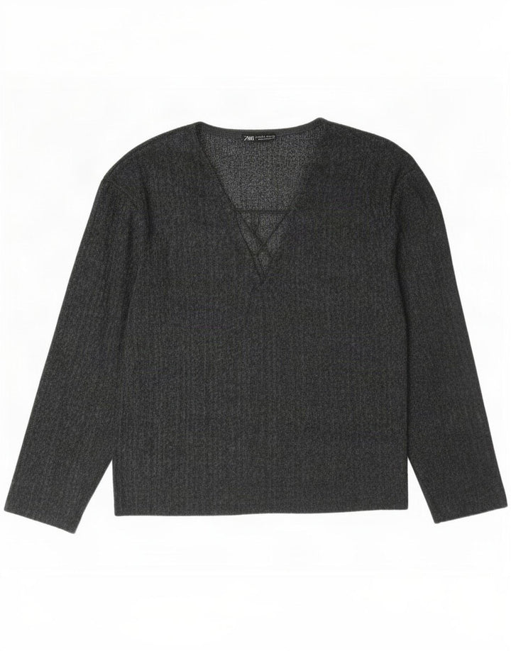 Zara Haut surdimensionné à manches longues pour femme UK 10 Petit Gris
