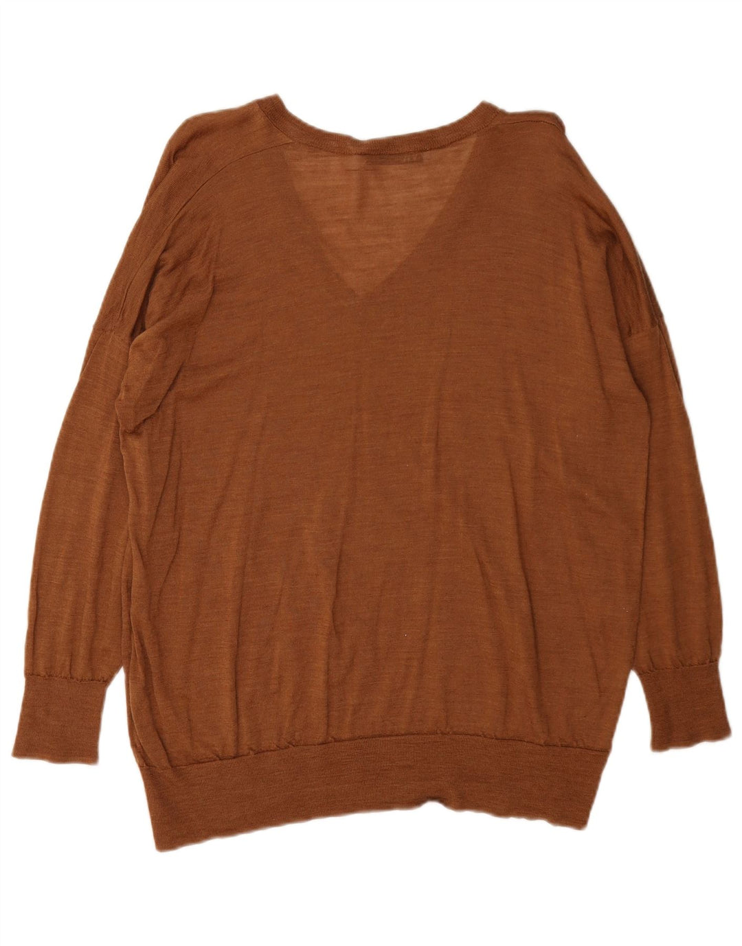 Zara Pull col V pour femme UK 14 Marron moyen
