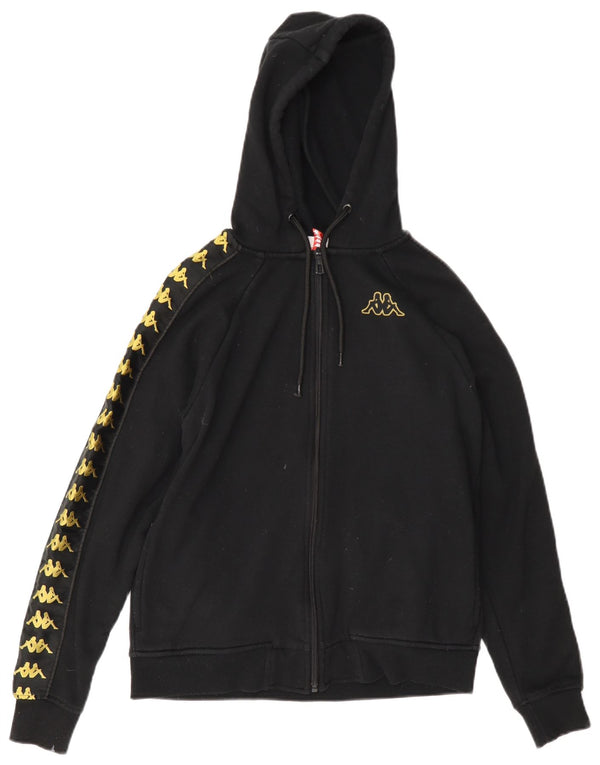 Kappa Pull à capuche zippé surdimensionné graphique pour femme UK 6 XS Coton noir