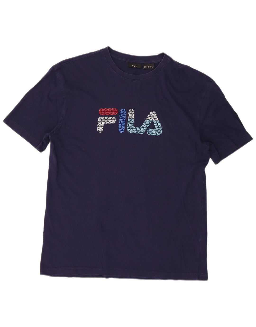 Fila Homme Graphic T-Shirt Top Large Bleu Marine Coton