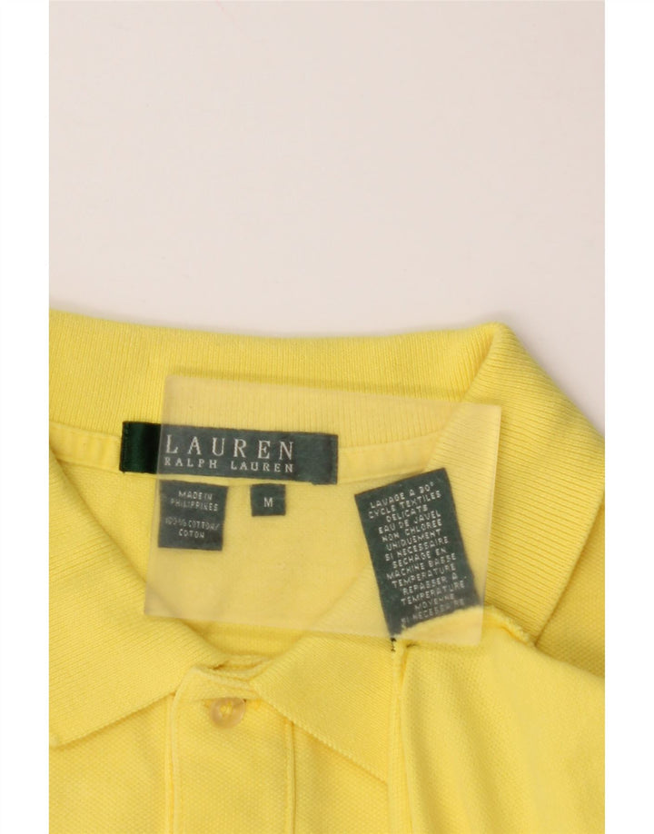 RALPH LAUREN Polo court pour femme UK 14 Coton jaune moyen