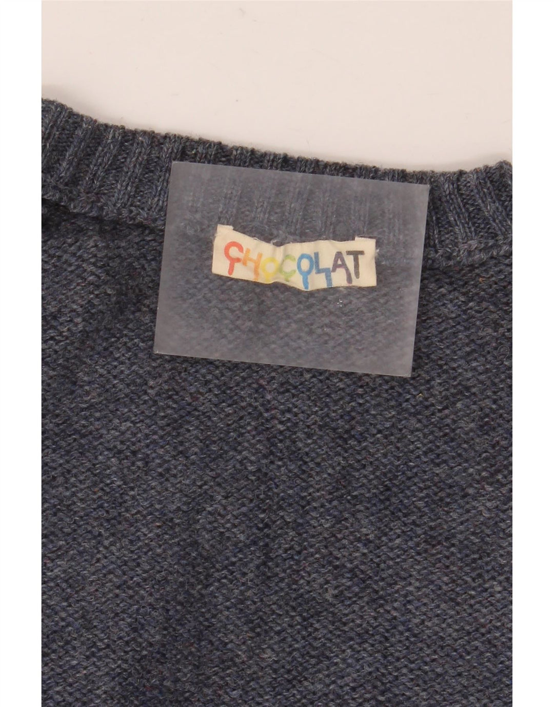 VINTAGE Pull col rond homme grand bleu Argyle/diamant