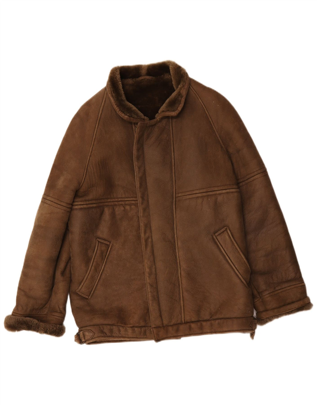 veste en peau de mouton vintage pour hommes IT 50 Large Brown