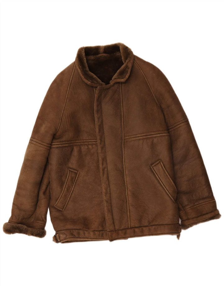 veste en peau de mouton vintage pour hommes IT 50 Large Brown