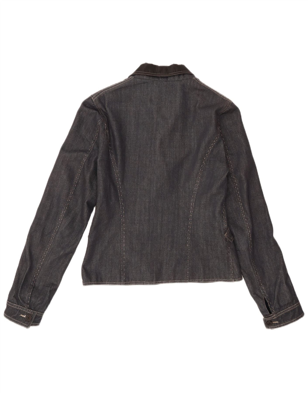 Ferre Veste Blazer En Jean 1 Bouton Femme IT 46 Large Bleu Marine Coton