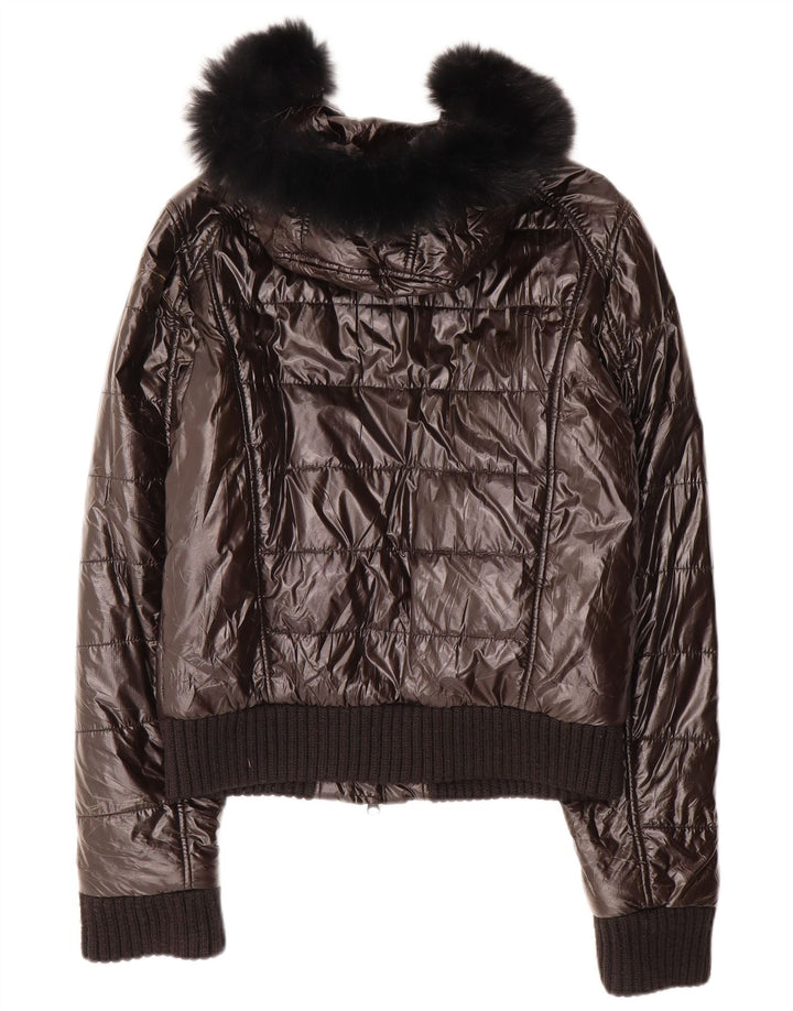 Ellesse Veste matelassée à capuche pour femme UK 14 Medium Noir