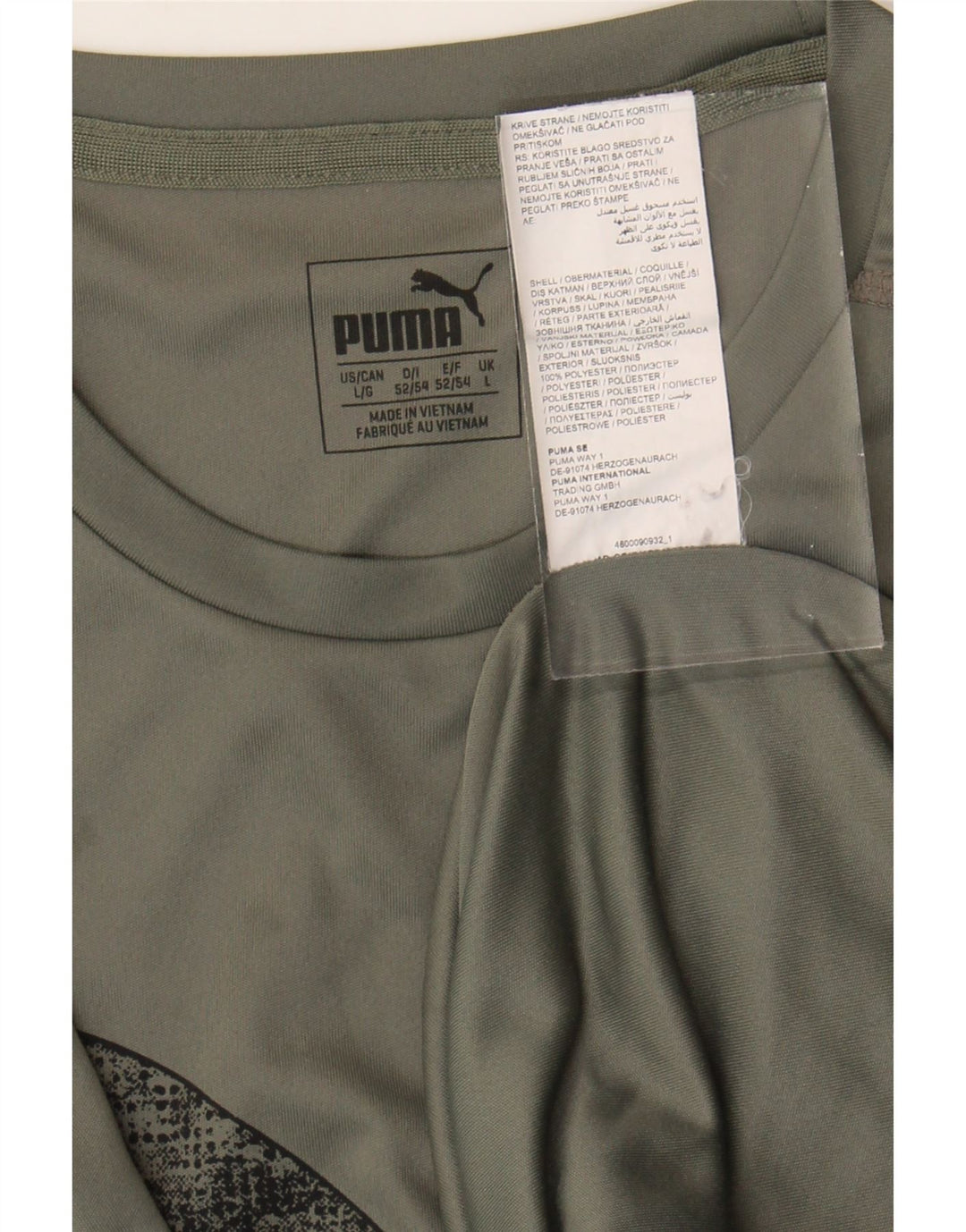 PUMA Mens Graphic T-Shirt Top Large Khaki Polyester Vintage Puma and Second-Hand Puma from Messina Hembry 