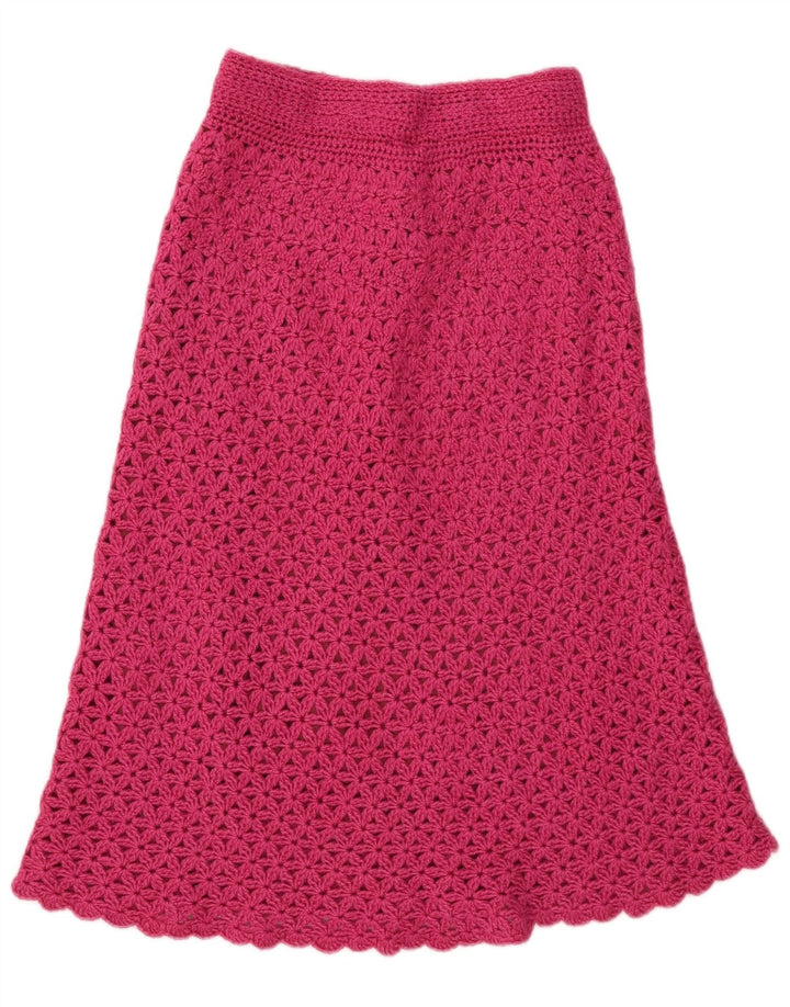 vintage Femme Tricot A-Line Jupe W28 Rose Moyen