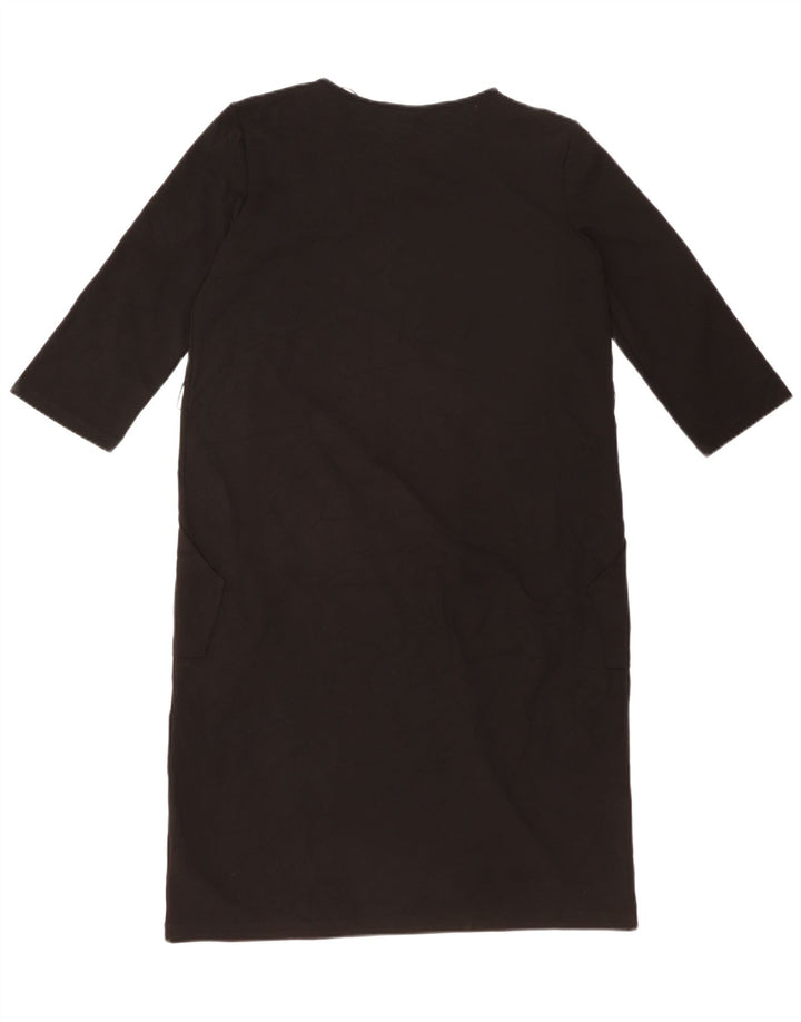 ZARA Robe droite à manches 3/4 pour femme UK 14 Large Noir Polyester