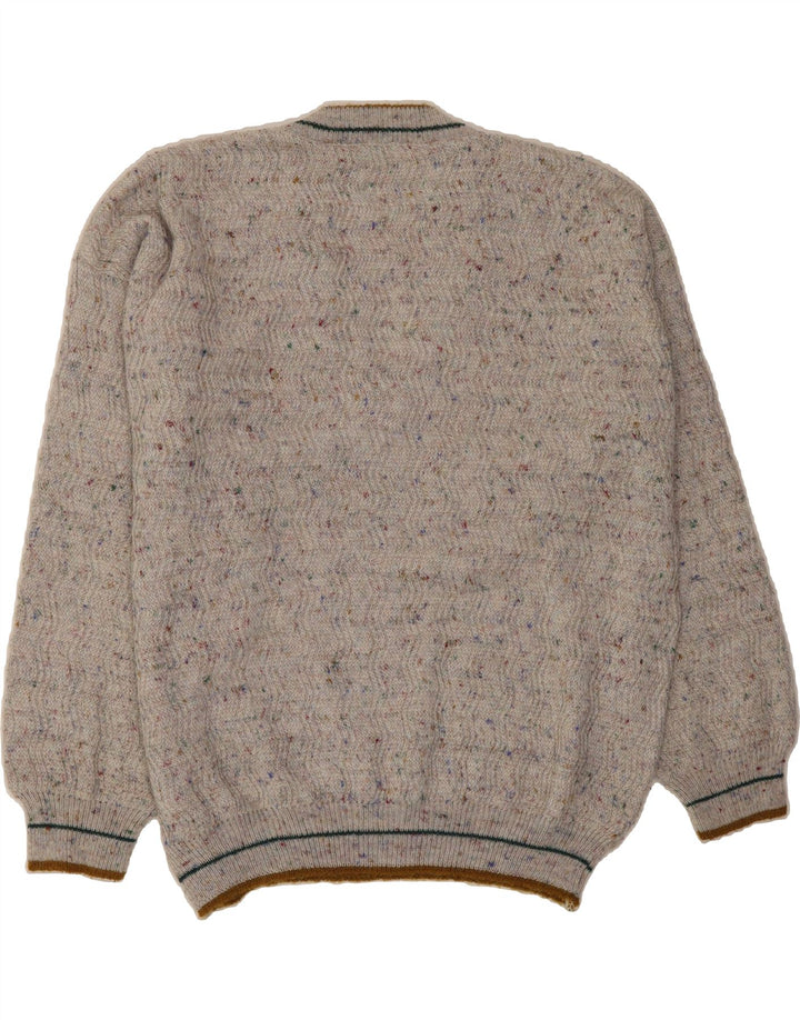 VINTAGE Mens V-Neck Jumper Sweater XL Grey Flecked Polyacrylic Vintage Vintage and Second-Hand Vintage from Messina Hembry 