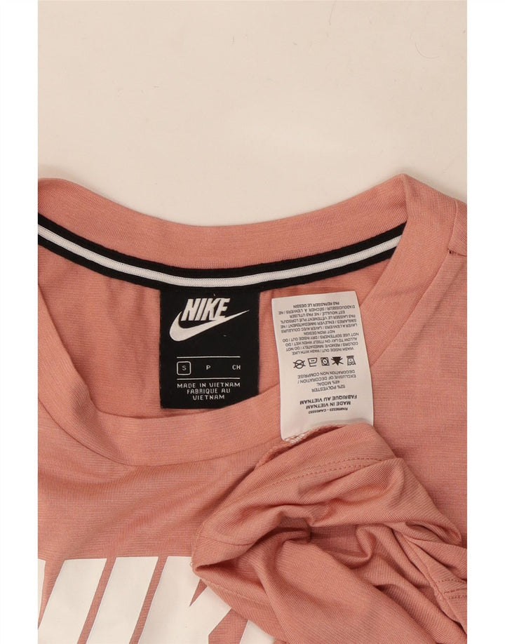 NIKE Femmes Crop Graphic T-Shirt Top UK 10 Petit Rose Polyester