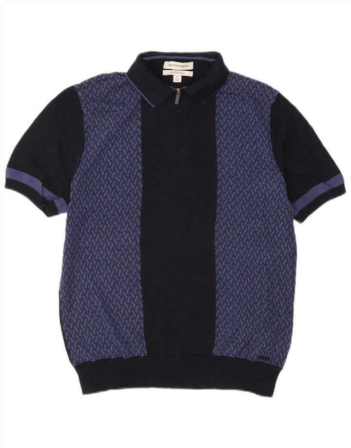 Marks & Spencer Pull à Col Polo Autograph Homme Bleu Marine Moyen
