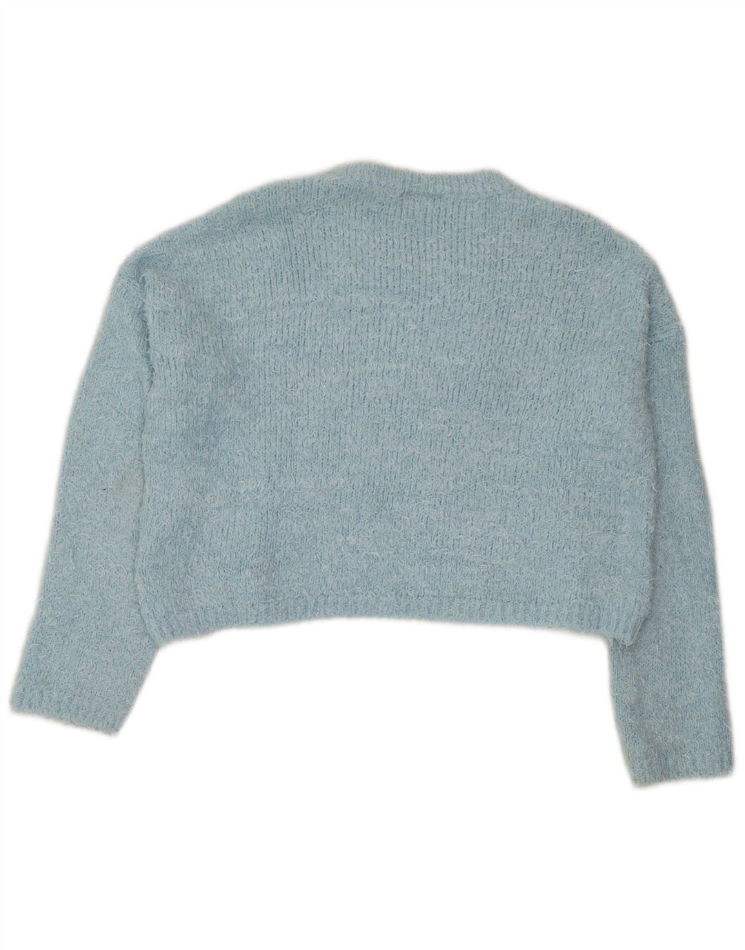 Topshop Pull court à col rond pour femme UK 12 Bleu moyen Polyester