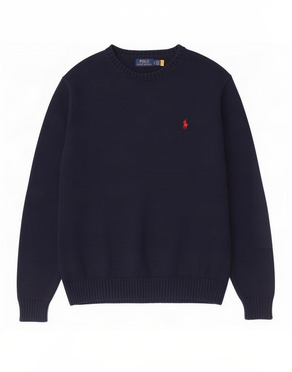 Polo Ralph Lauren Pull col bateau pour homme en coton bleu marine Large