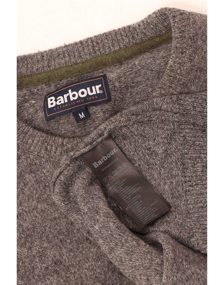 Barbour Pull ras du cou pour homme en laine mouchetée gris moyen