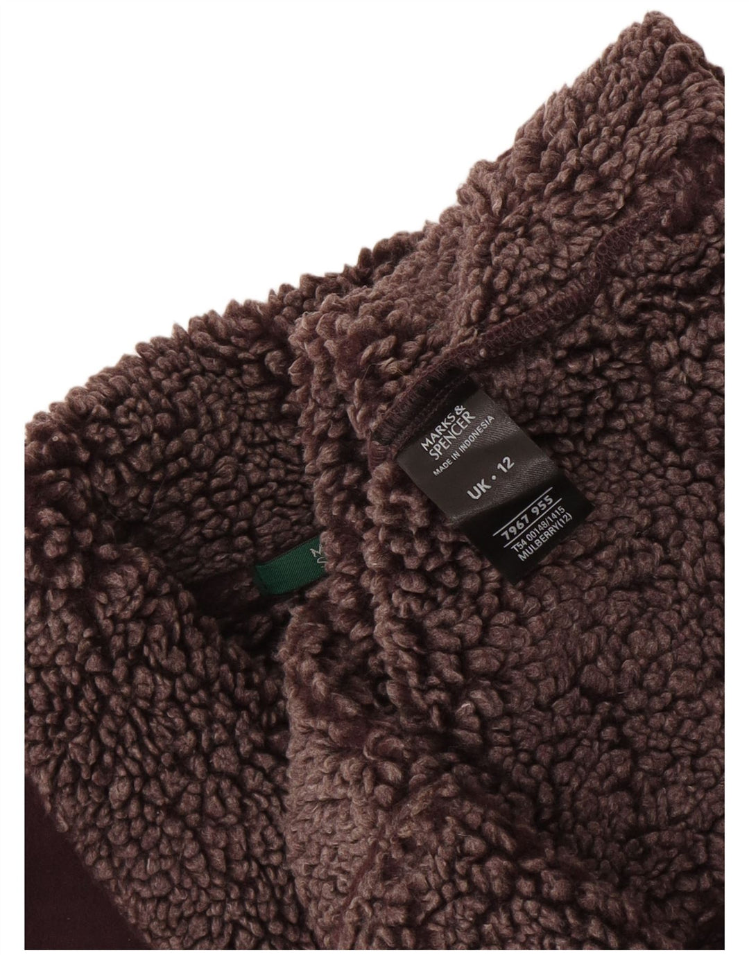 Marks & Spencer Gilet Sherpa Femme UK 12 Polyester Bordeaux Moyen