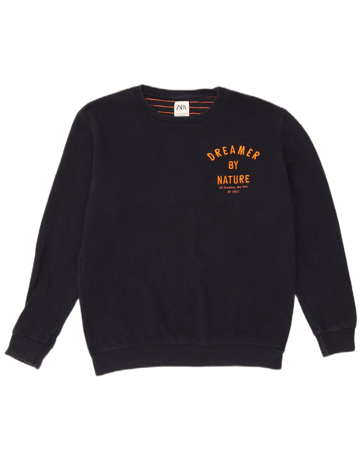 Zara Pull Sweatshirt Homme Bleu Marine Moyen