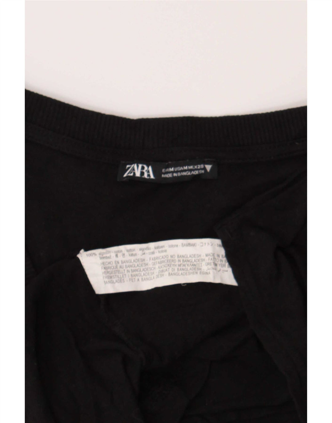 Zara T-Shirt Femme Top UK 14 Coton Noir Moyen
