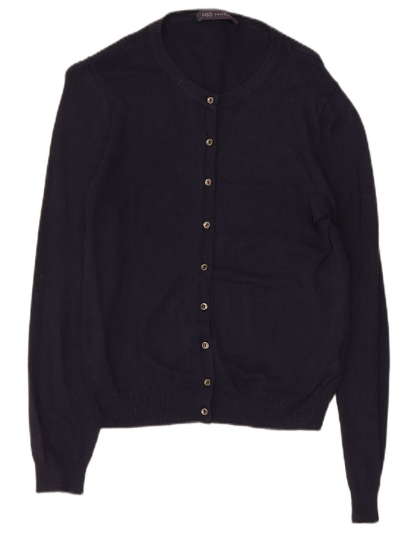 Marks & Spencer Pull Cardigan Femme UK 8 Small Bleu Marine Viscose