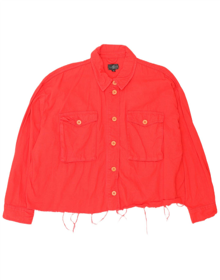 Topshop Veste bomber surdimensionnée pour femme Petite Crop UK 16 Large Rouge Coton
