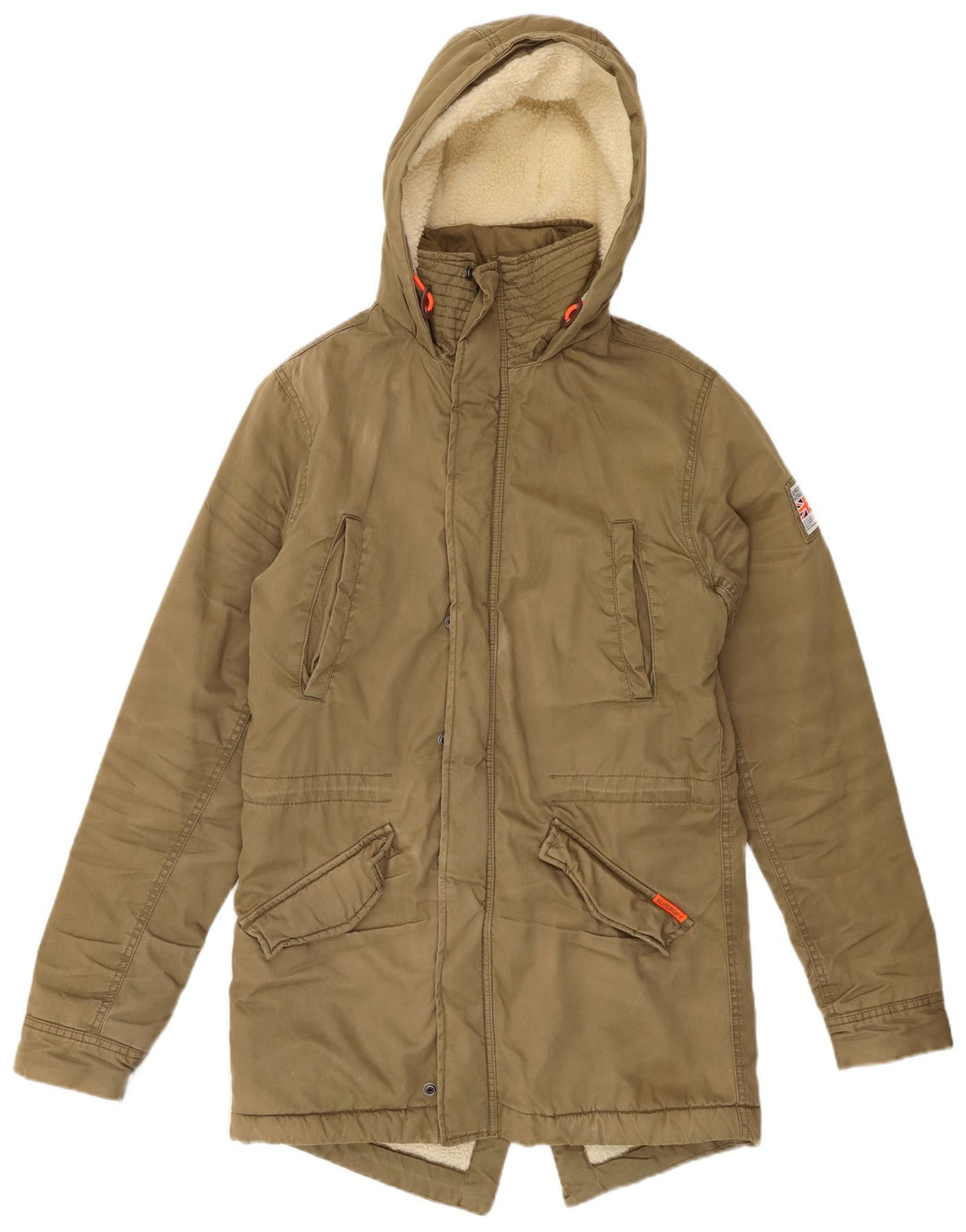 SUPERDRY Veste Parka Sherpa à Capuche The Rookie pour Hommes UK 36 Petit Kaki