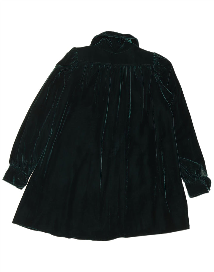 vintage Womens Velvet Overcoat UK 14 Vert Moyen