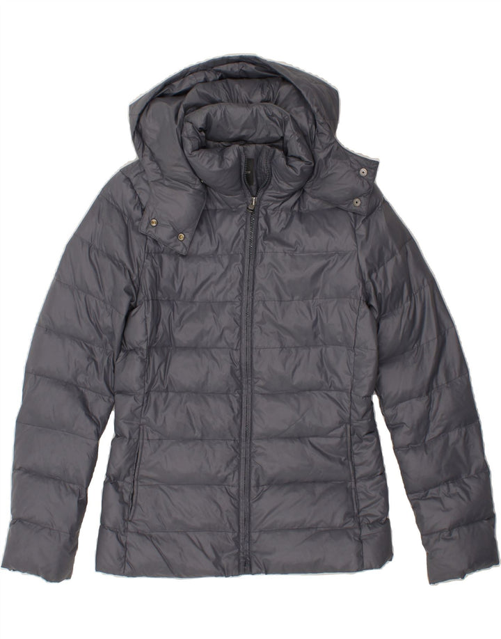 BENETTON Womens Hooded Padded Jacket UK 10 Small Grey Vintage Benetton and Second-Hand Benetton from Messina Hembry 