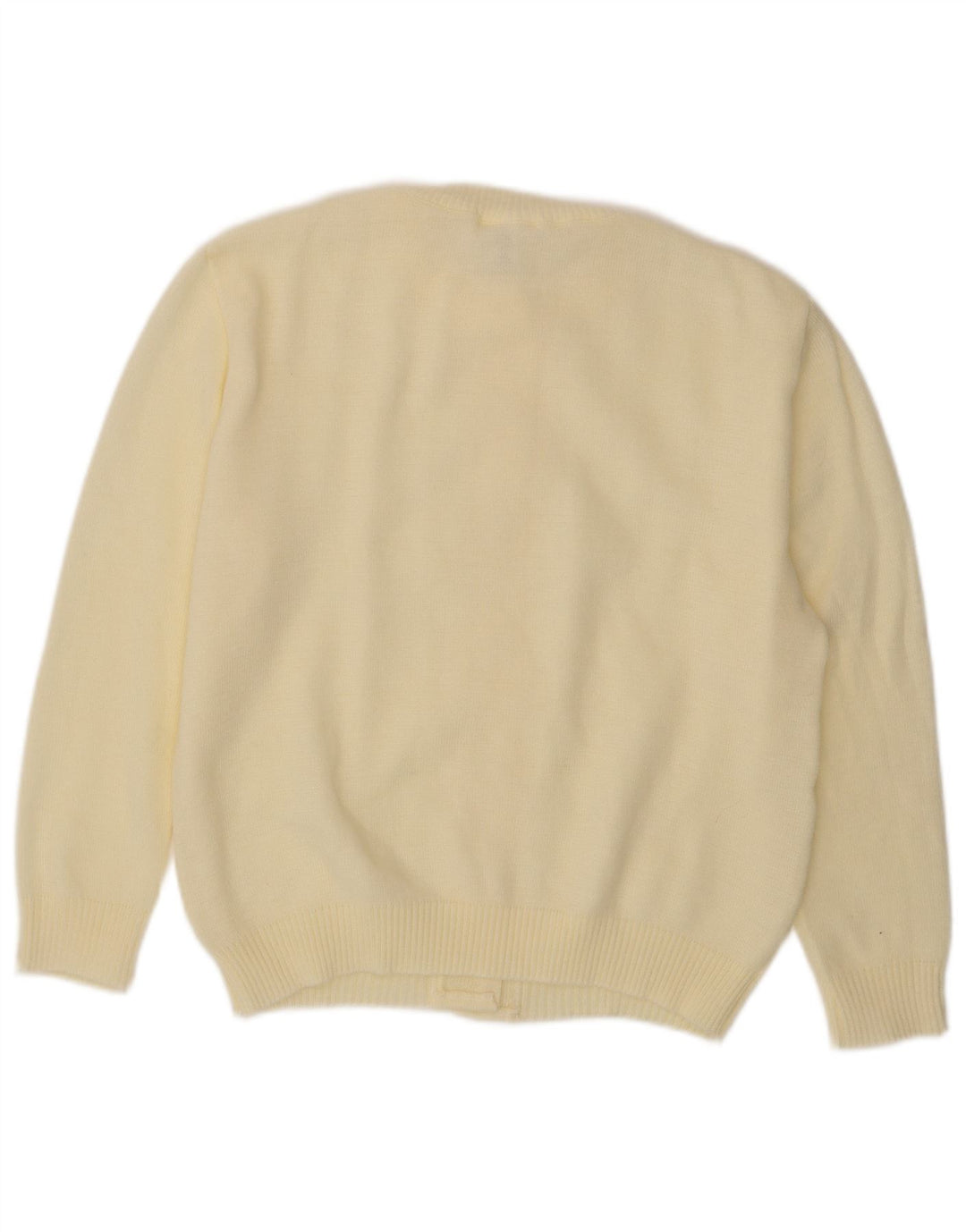 VINTAGE Pull Cardigan Femme IT 42 Acrylique Blanc Cassé Moyen