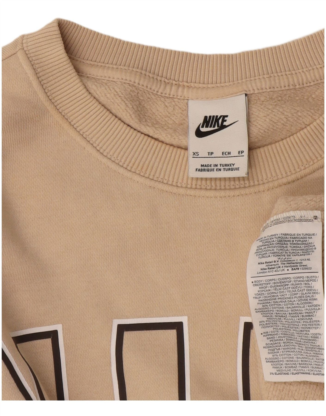 Nike Sweat-shirt graphique pour homme XS en coton beige