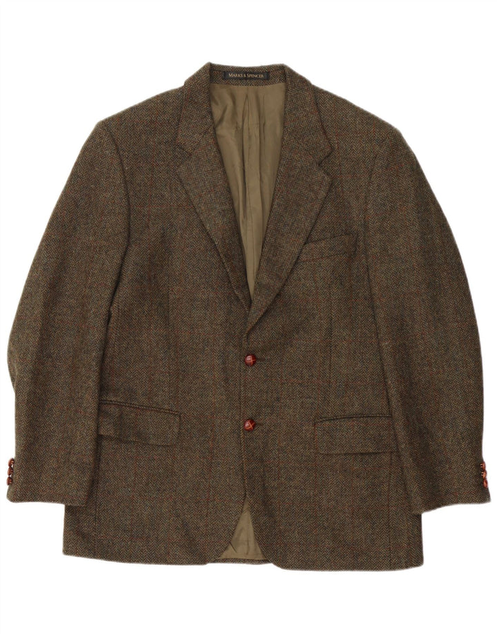 Marks & Spencer Veste blazer à 2 boutons pour homme UK 40 Grand carreaux kaki