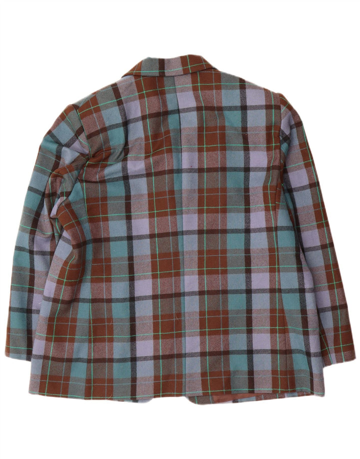 Oltre Veste blazer à 2 boutons pour femme UK 22 3XL en laine à carreaux marron