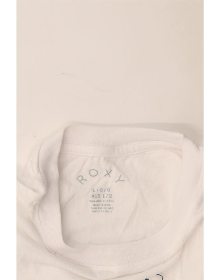 Roxy T-shirt graphique pour femme UK 16 Large Blanc Coton