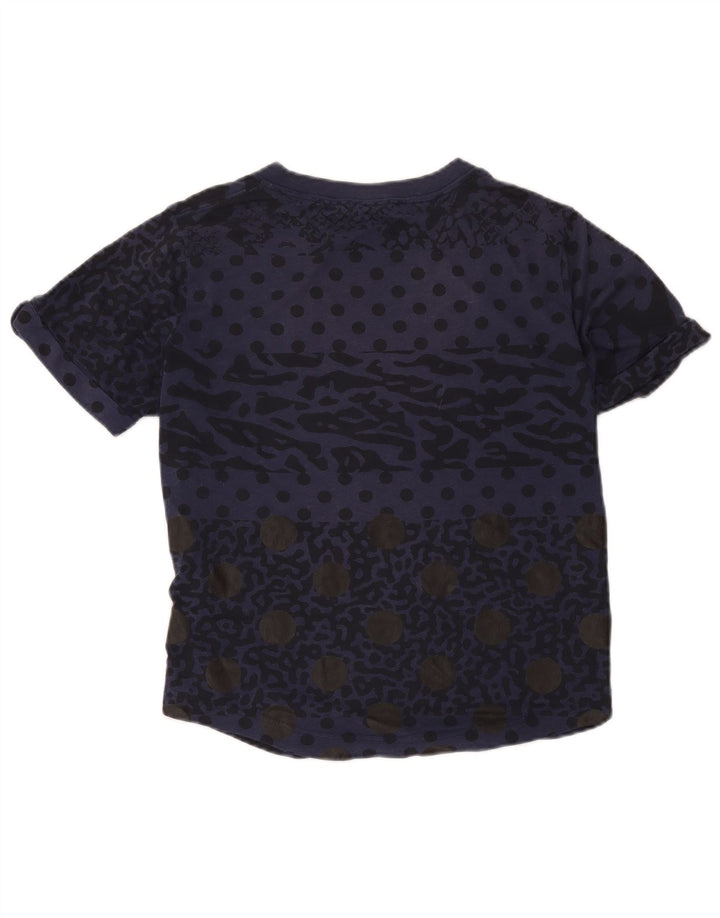 Nike T-shirt à motif abstrait pour femme UK 14 Bleu marine moyen