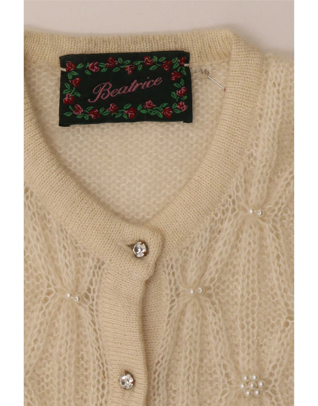 Beatrice Cardigan Femme Pull IT 46 Large Beige Mohair
