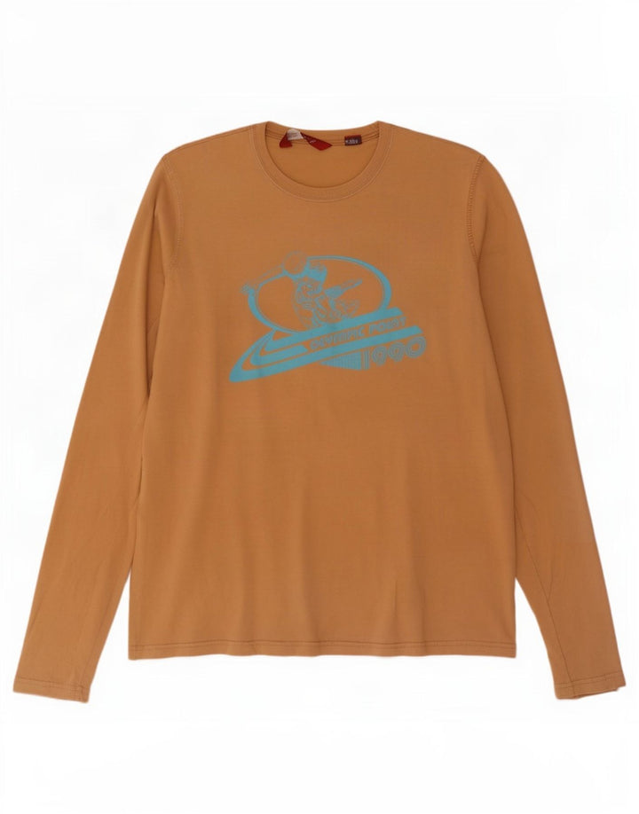 Zara Homme Graphic Top Manches Longues XL Coton Beige