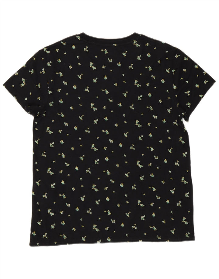 LEVI'S T-shirt graphique pour femme UK 10 Petite fleur en coton floral noir