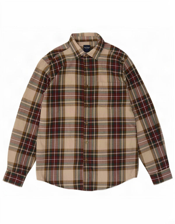 James Pringle Chemise en flanelle pour homme Petit tissu à carreaux beige Polyester